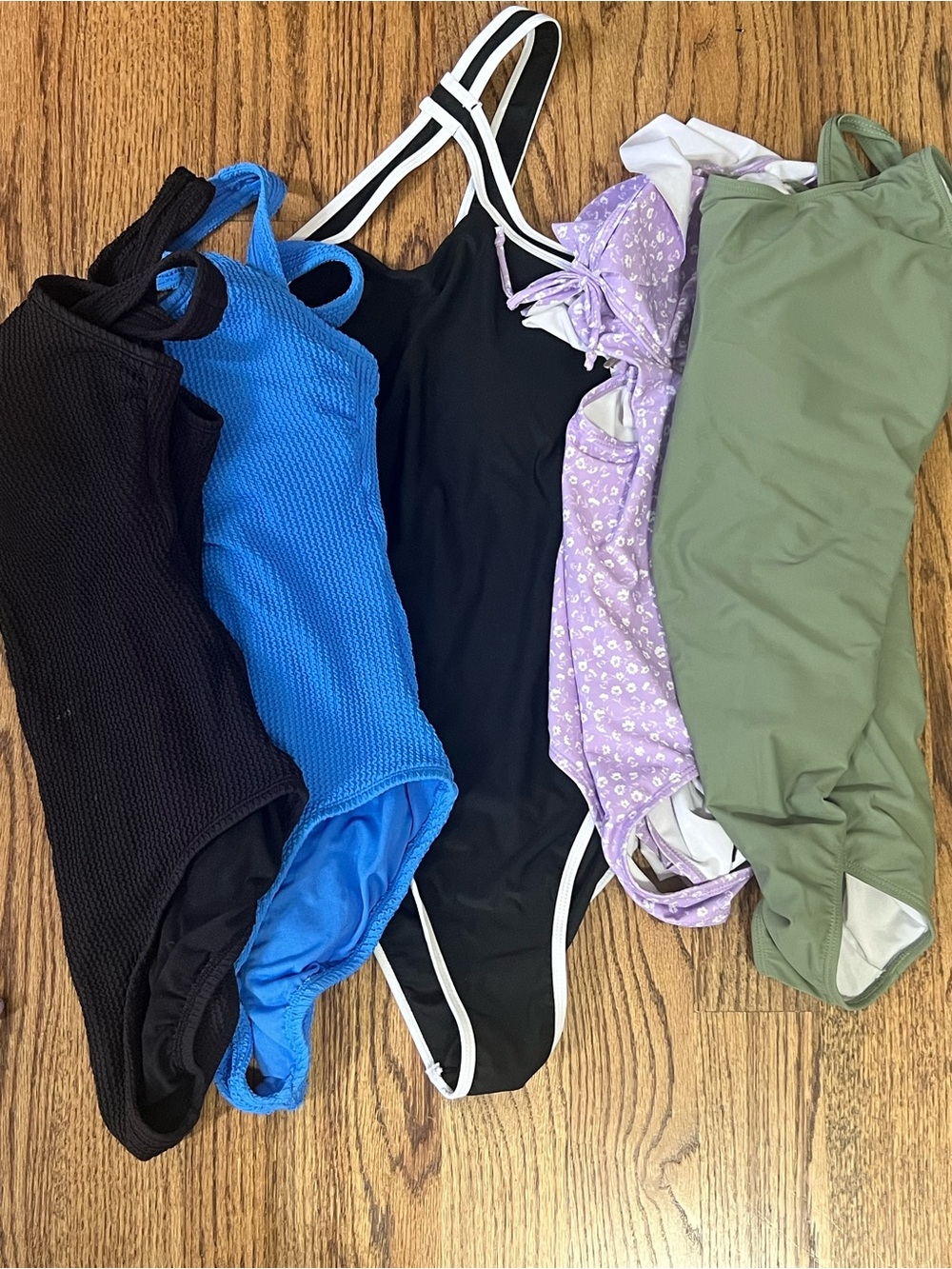 Multiples Women's Mixed-Color One-Piece Swim Set - Black, Blue, Lavender, Olive